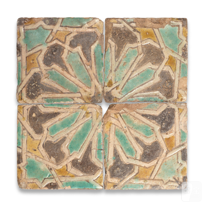 An Andalusian cuerda seca pottery panel - 图3